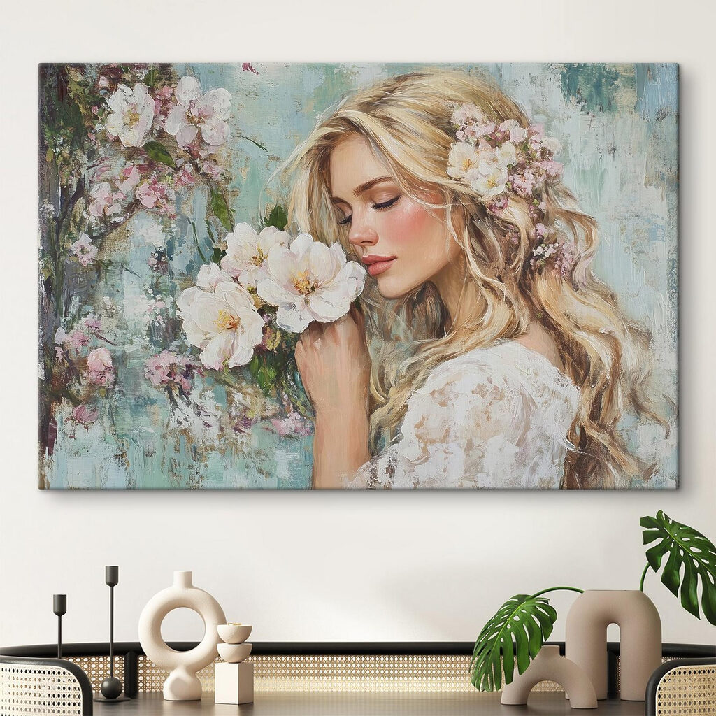 Mujer con flor blanca — interior 2