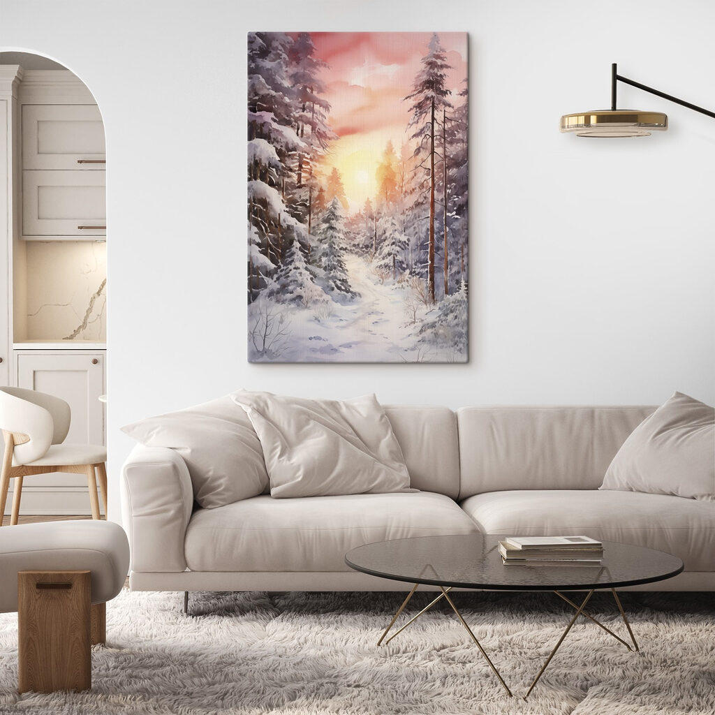 Pinos bajo cielo rosa — interior 1