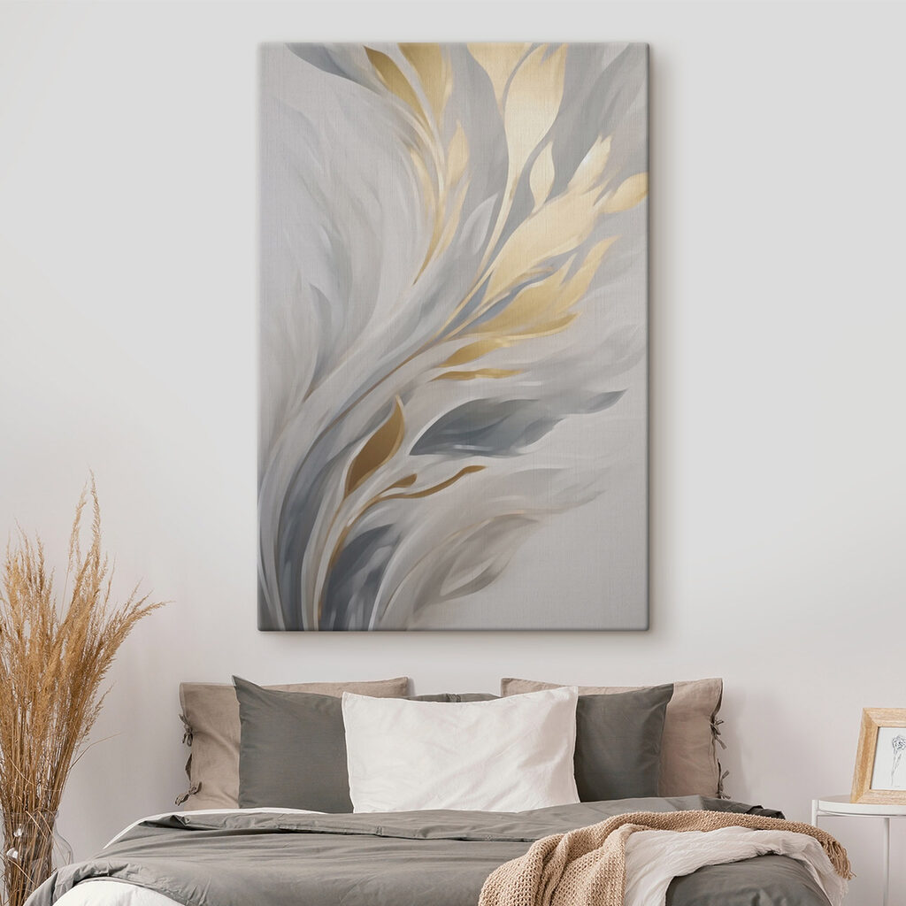 Hojas doradas sobre gris — interior 1