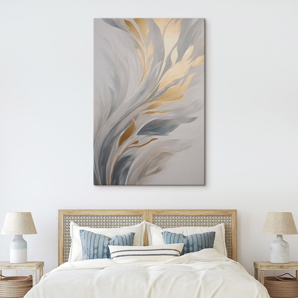 Hojas doradas sobre gris — interior 2
