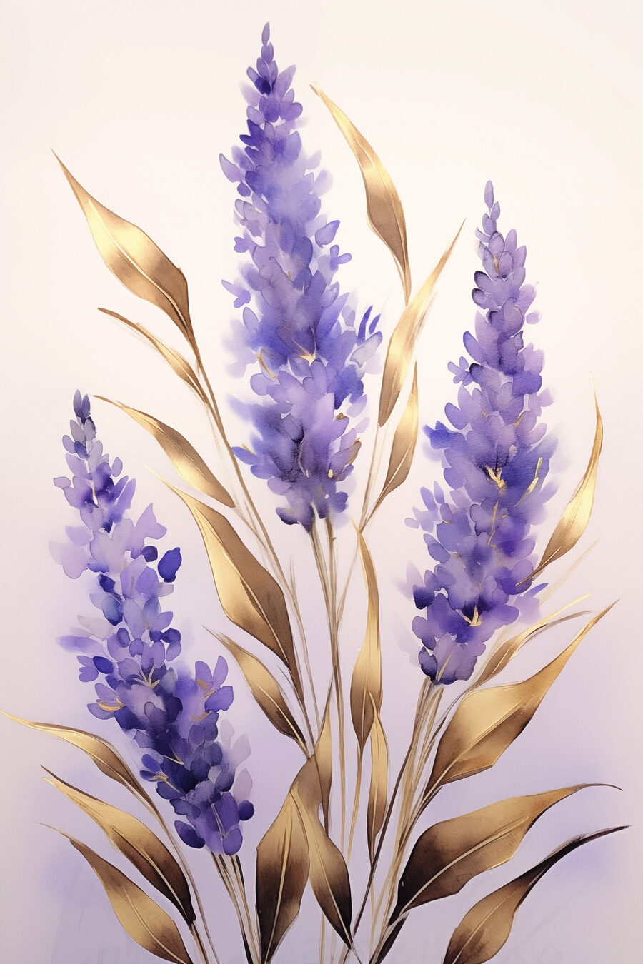 Lavanda con hojas doradas — diseño completo