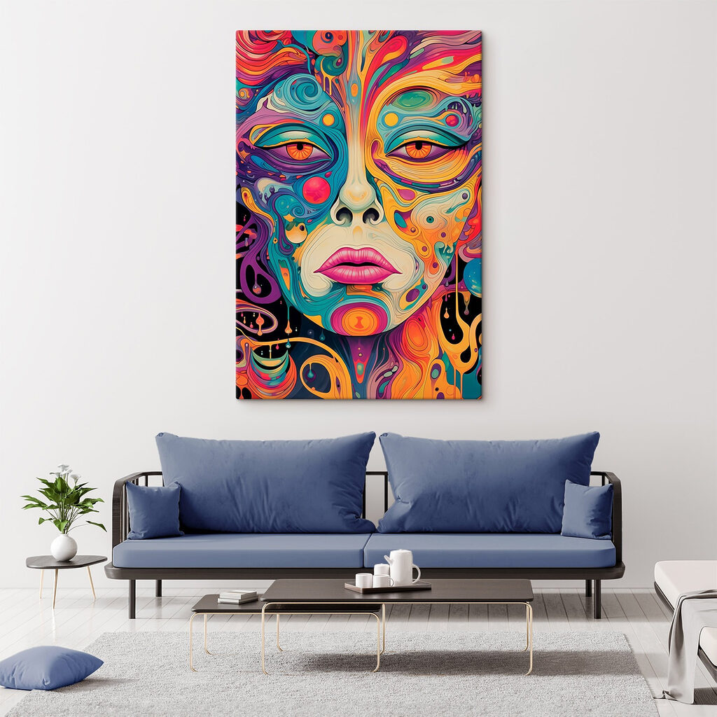 Rostro de curvas coloridas — interior 1