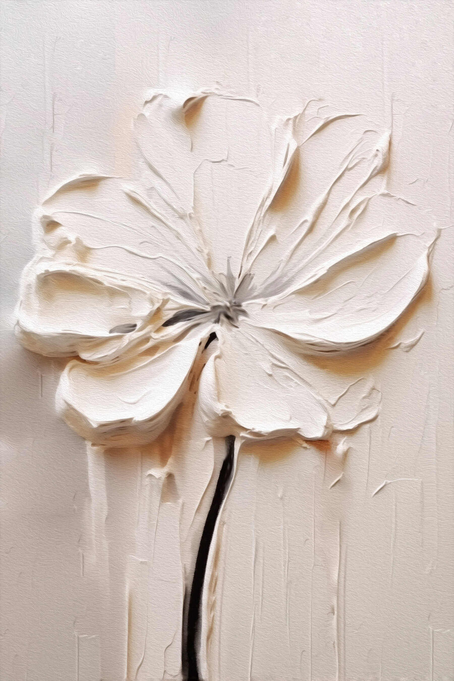 Flor blanca sobre tallo — diseño completo