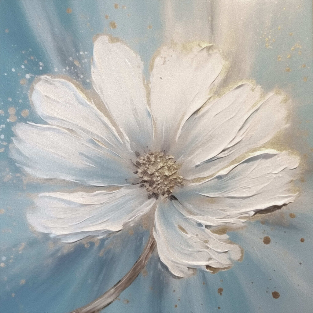 Flor de luz plateada — diseño completo
