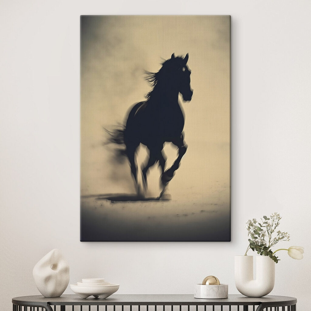 Caballo en silueta en un interior
