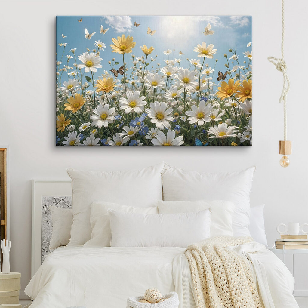 Mariposas sobre el campo en un interior