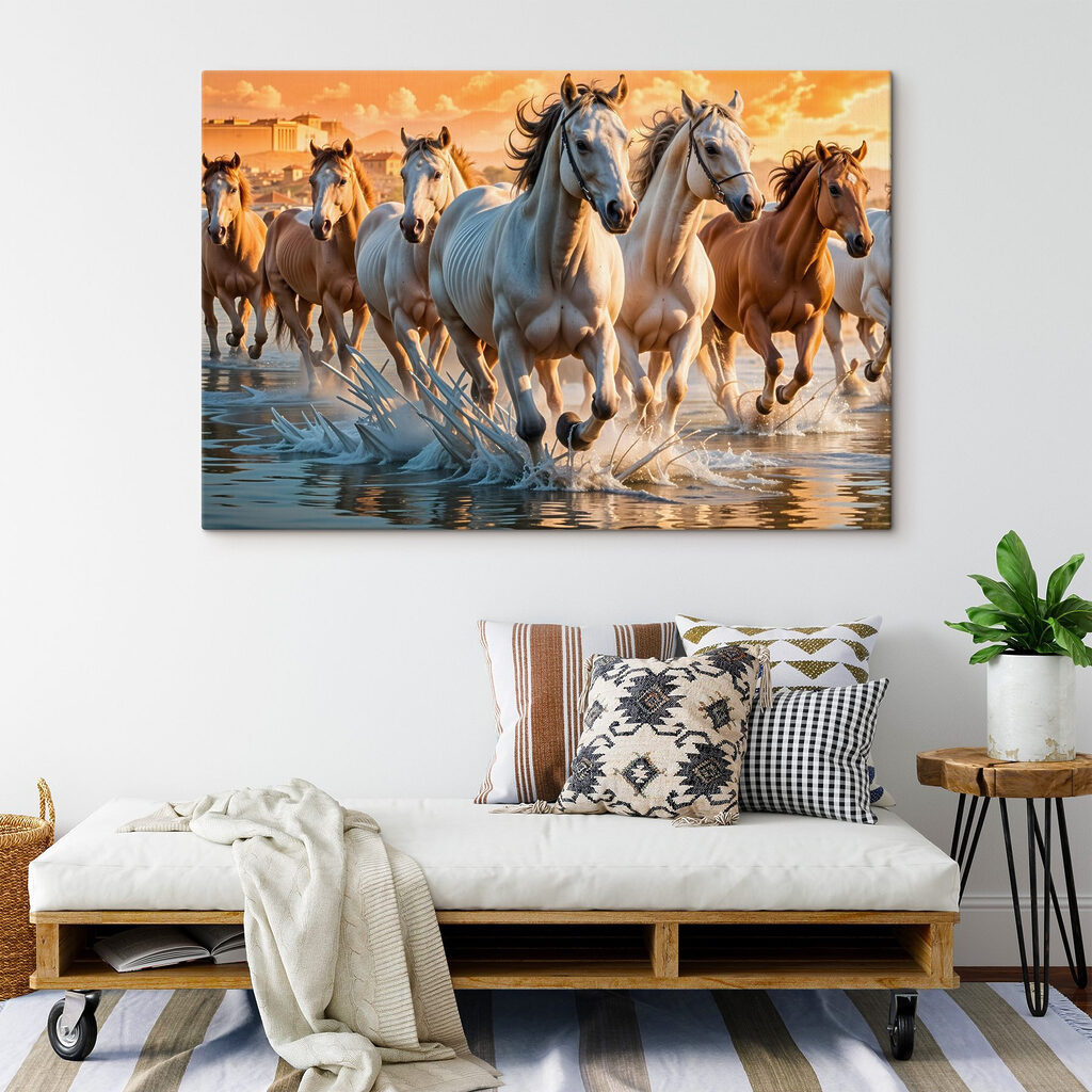Caballos en agua dorada — interior 2