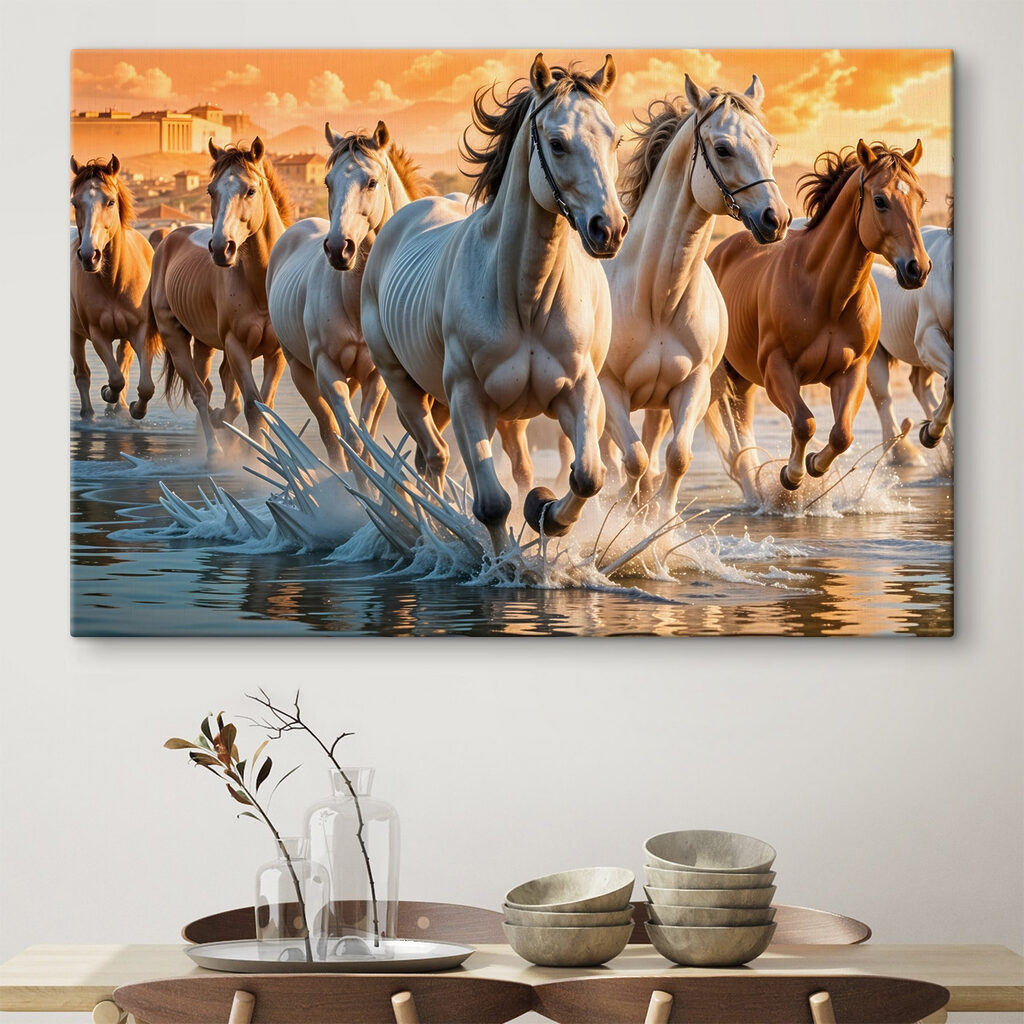 Caballos en agua dorada — interior 1