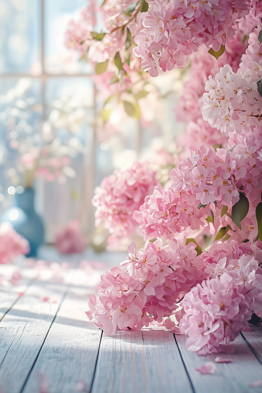 Hortensias rosas — diseño completo
