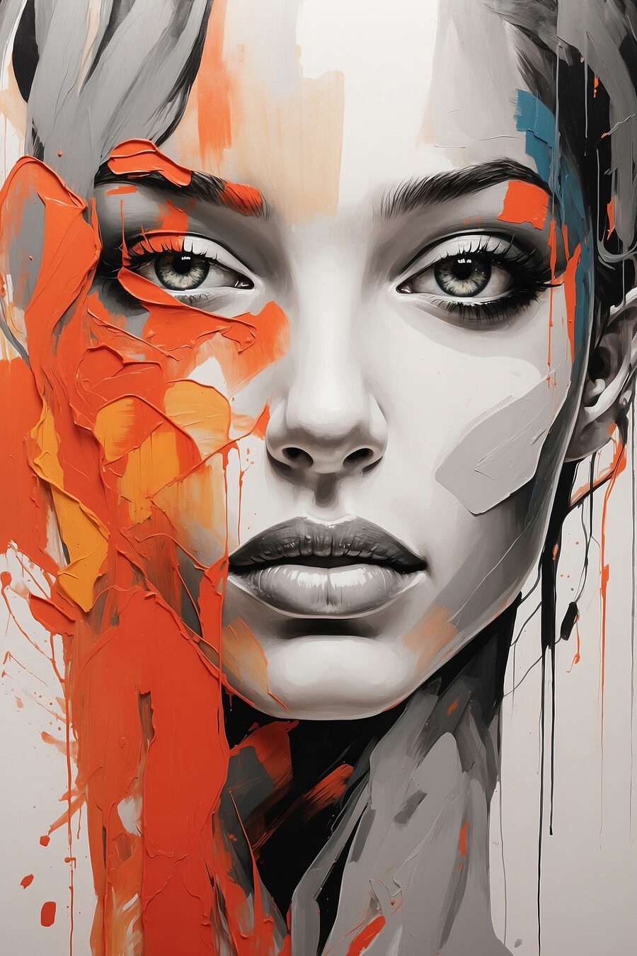 Mirada gris entre naranja — diseño completo
