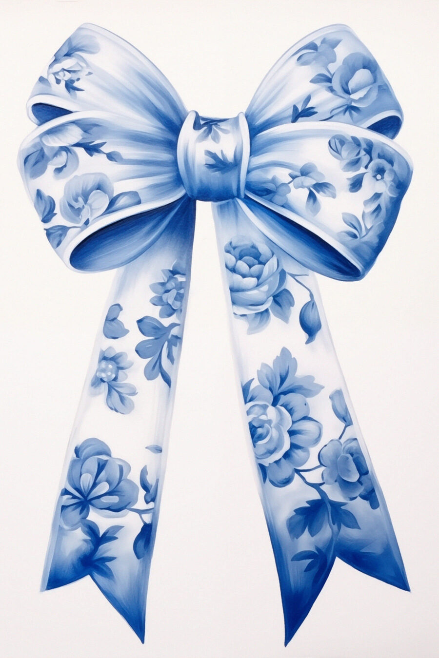 Lazo de flores azules — diseño completo