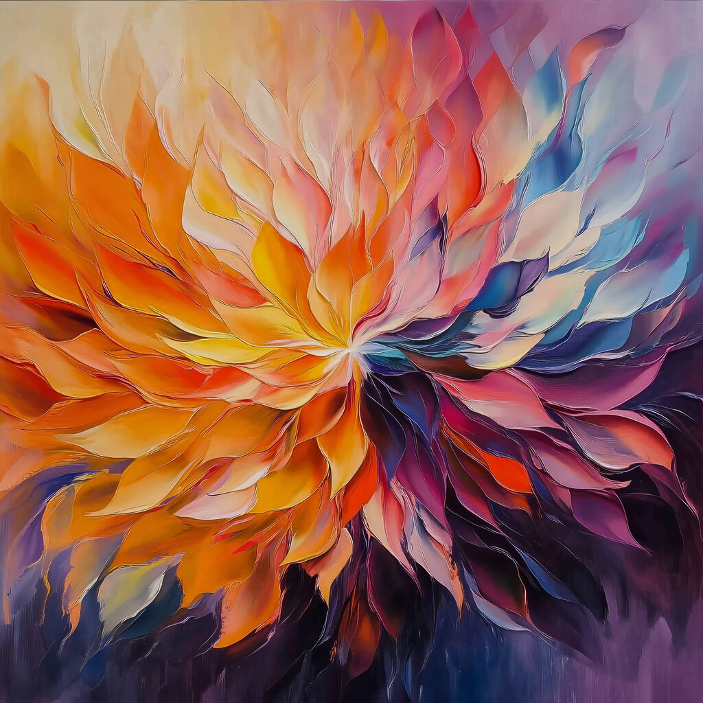 Flor de llamas — diseño completo