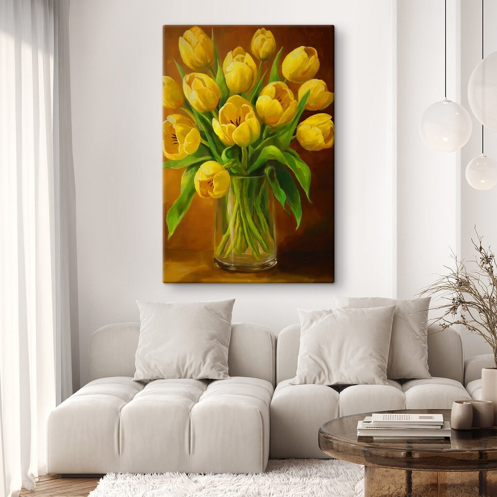 Tulipanes amarillos sobre marrón — interior 2