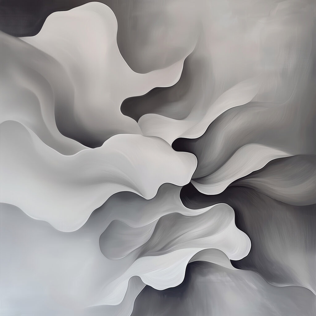 Pliegues blancos sobre gris — diseño completo