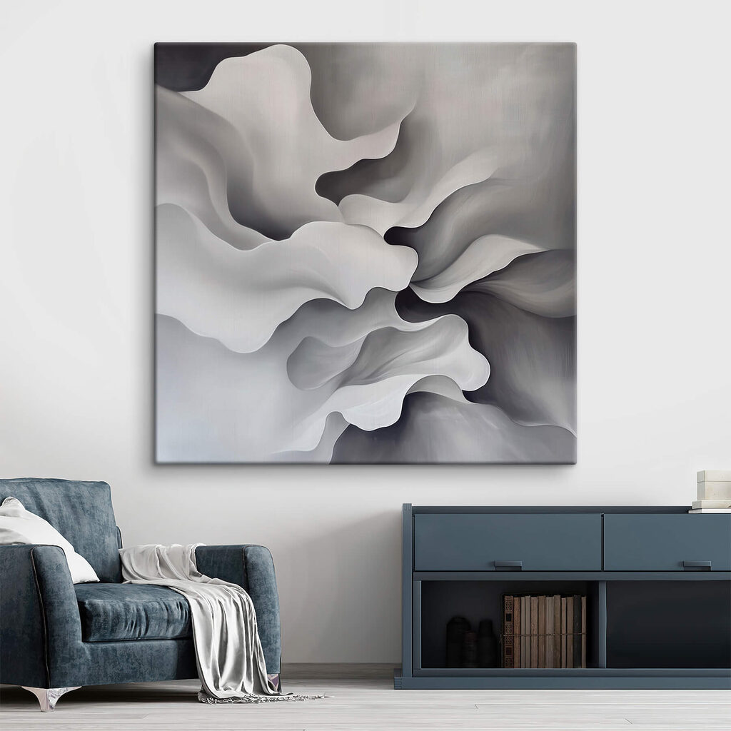 Pliegues blancos sobre gris — interior 2
