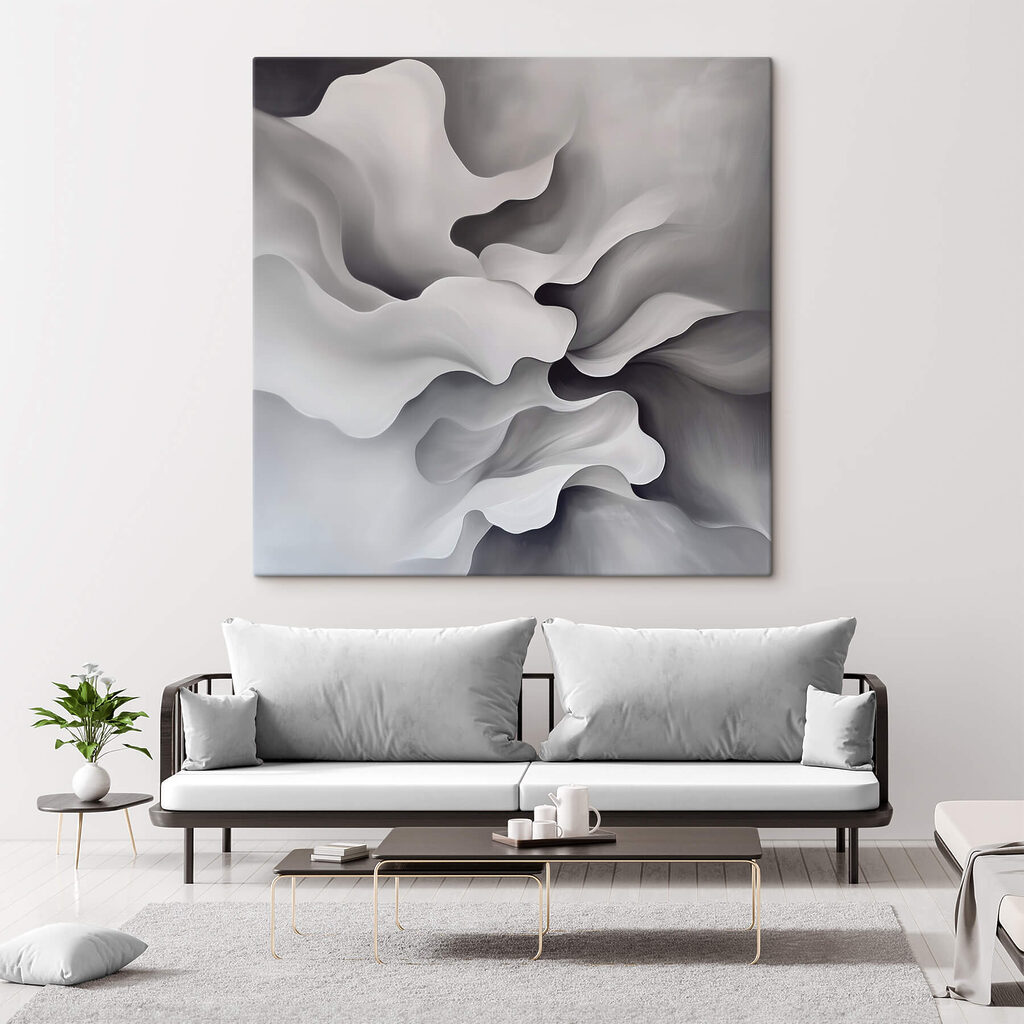 Pliegues blancos sobre gris — interior 1