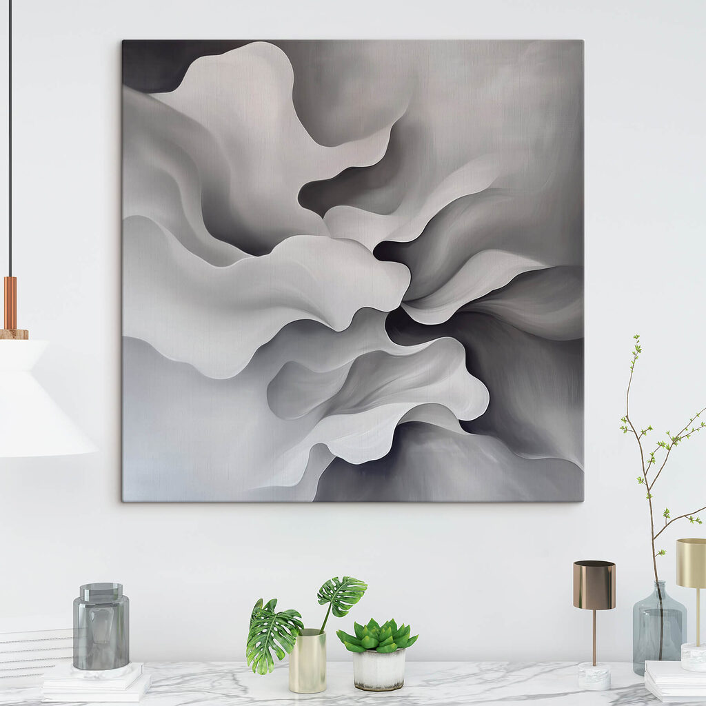 Pliegues blancos sobre gris — interior 3