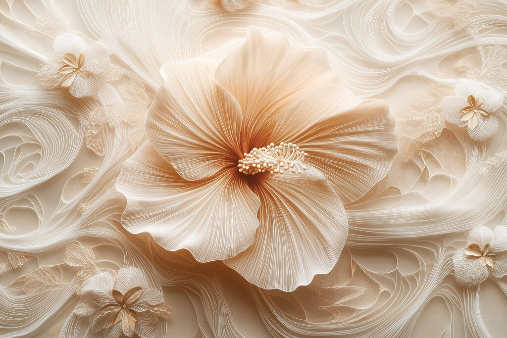 Flor de remolinos marfil — diseño completo