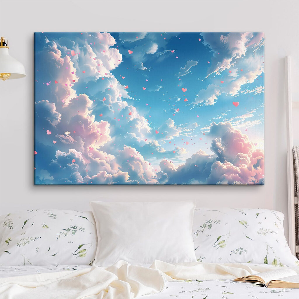 Corazones entre nubes rosas — interior 1