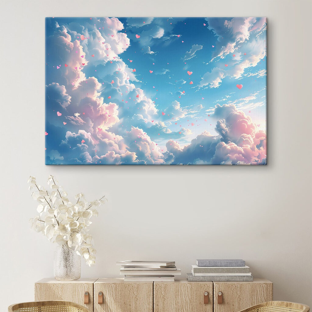 Corazones entre nubes rosas — interior 2