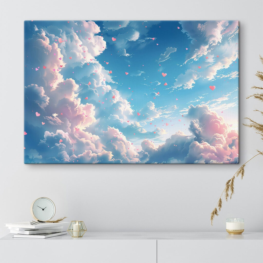 Corazones entre nubes rosas — interior 3