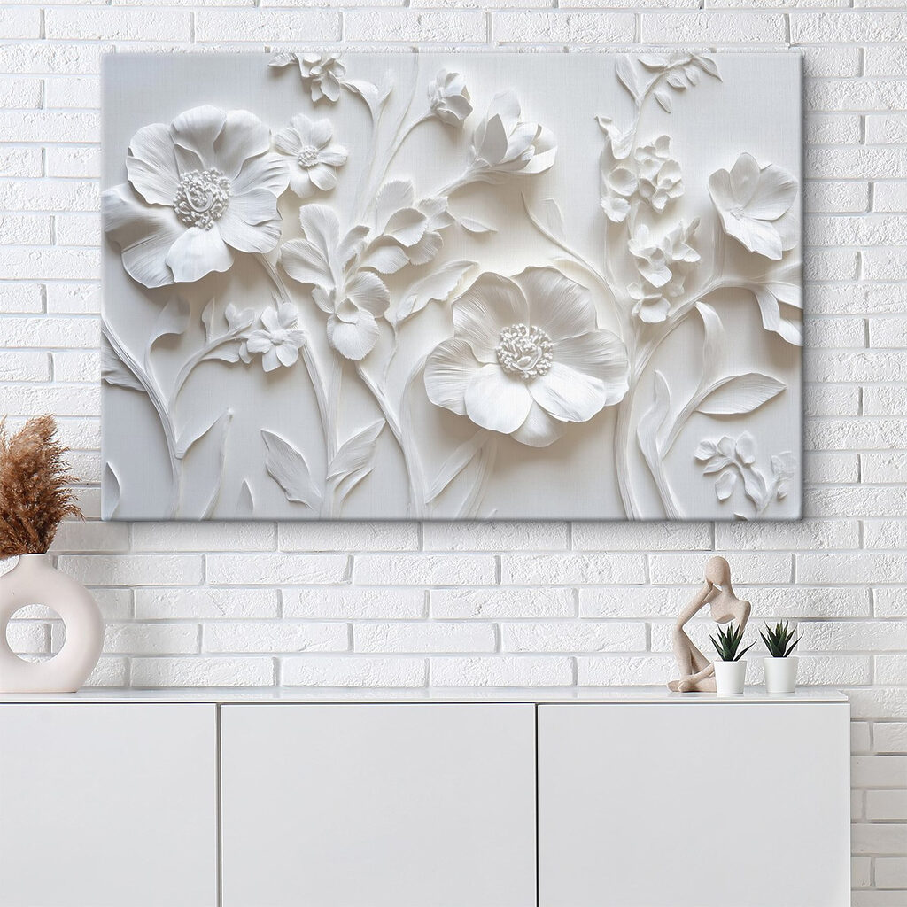 Jardín de líneas blancas en un interior