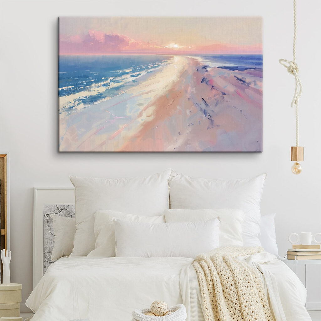 Playa al atardecer pastel — interior 2