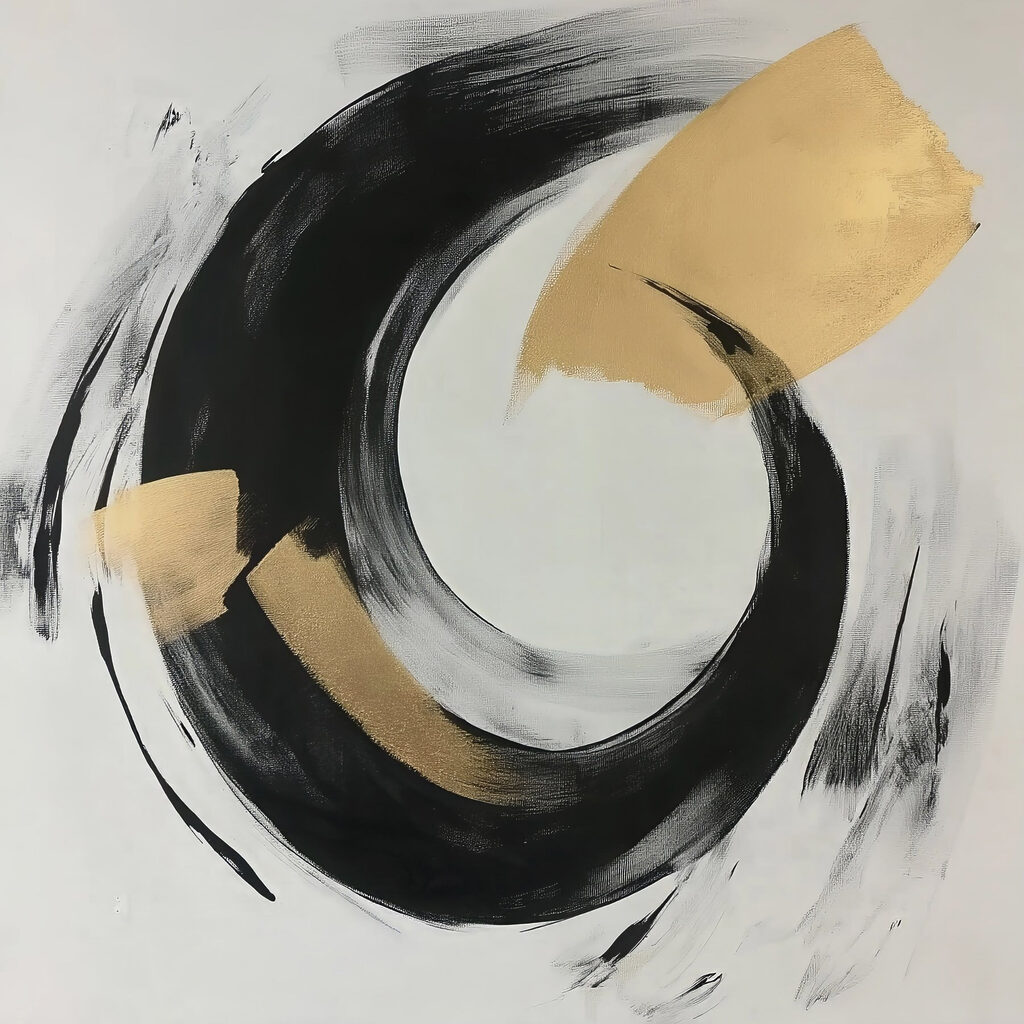Círculo negro y dorado — diseño completo