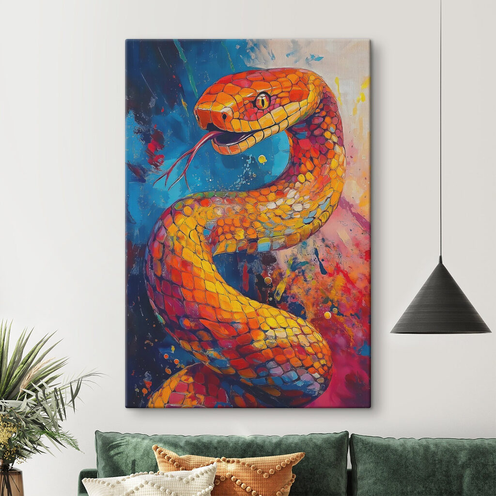 Serpiente entre fragmentos naranjas — interior 1
