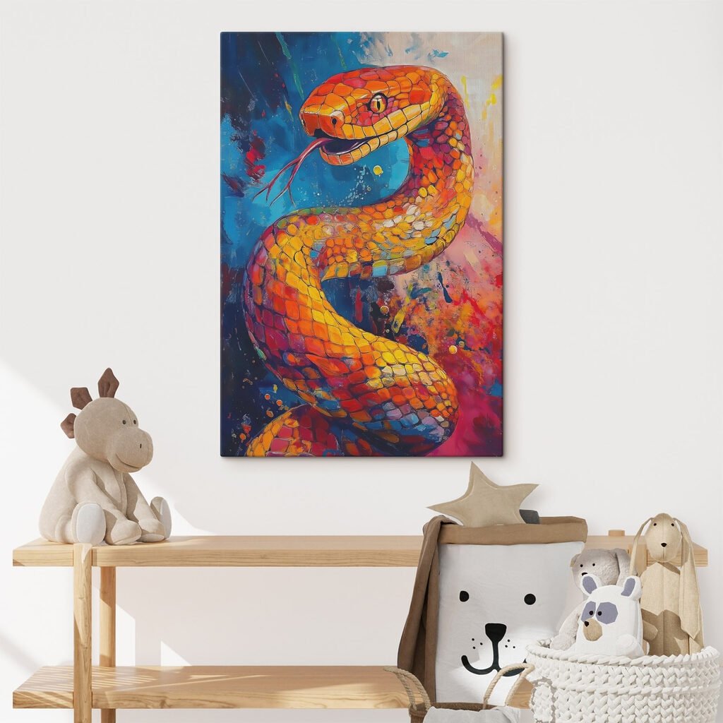 Serpiente entre fragmentos naranjas — interior 2