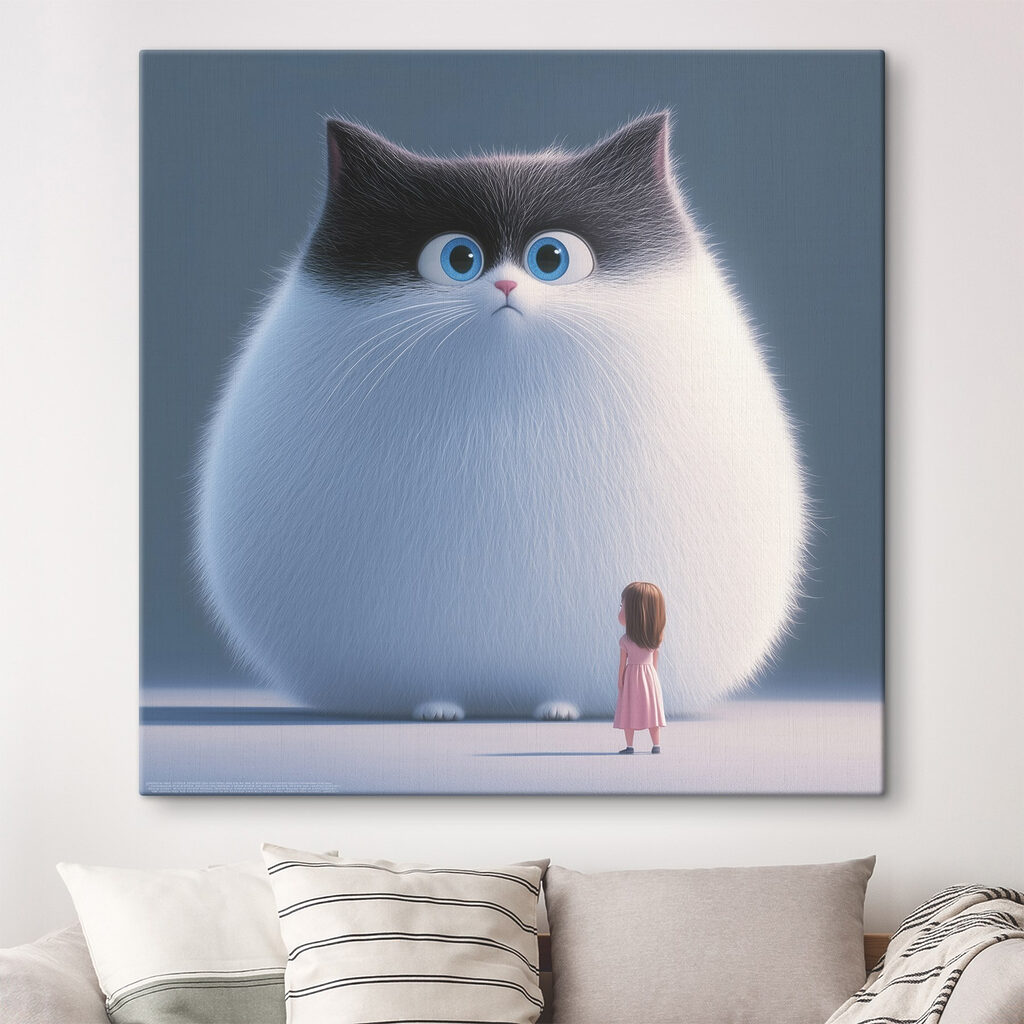 Niña y gato gigante — interior 2