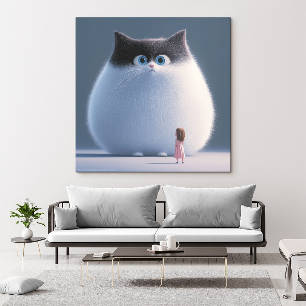 Niña y gato gigante — interior 3