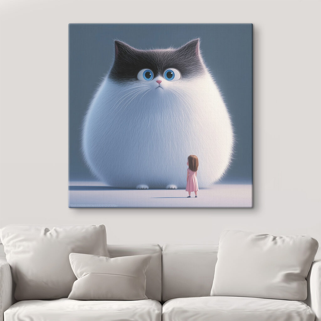 Niña y gato gigante — interior 1