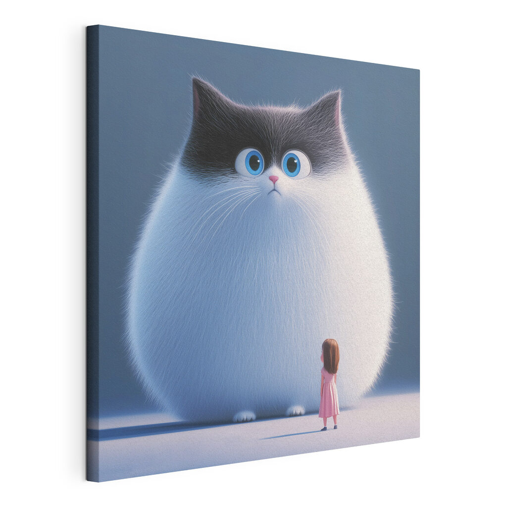 Niña y gato gigante — vista del producto