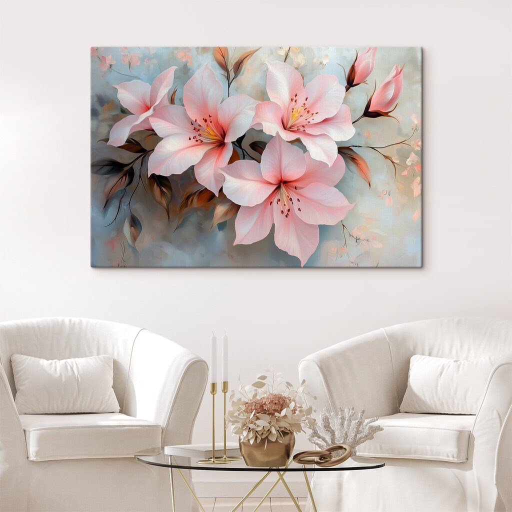 Flores rosas sobre gris — interior 1