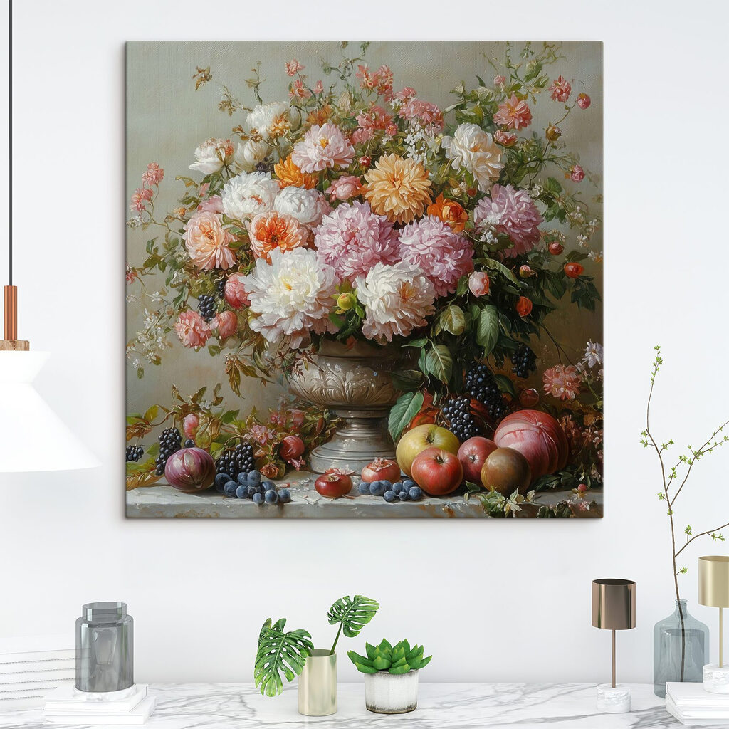 Dalias sobre un frutero — interior 2