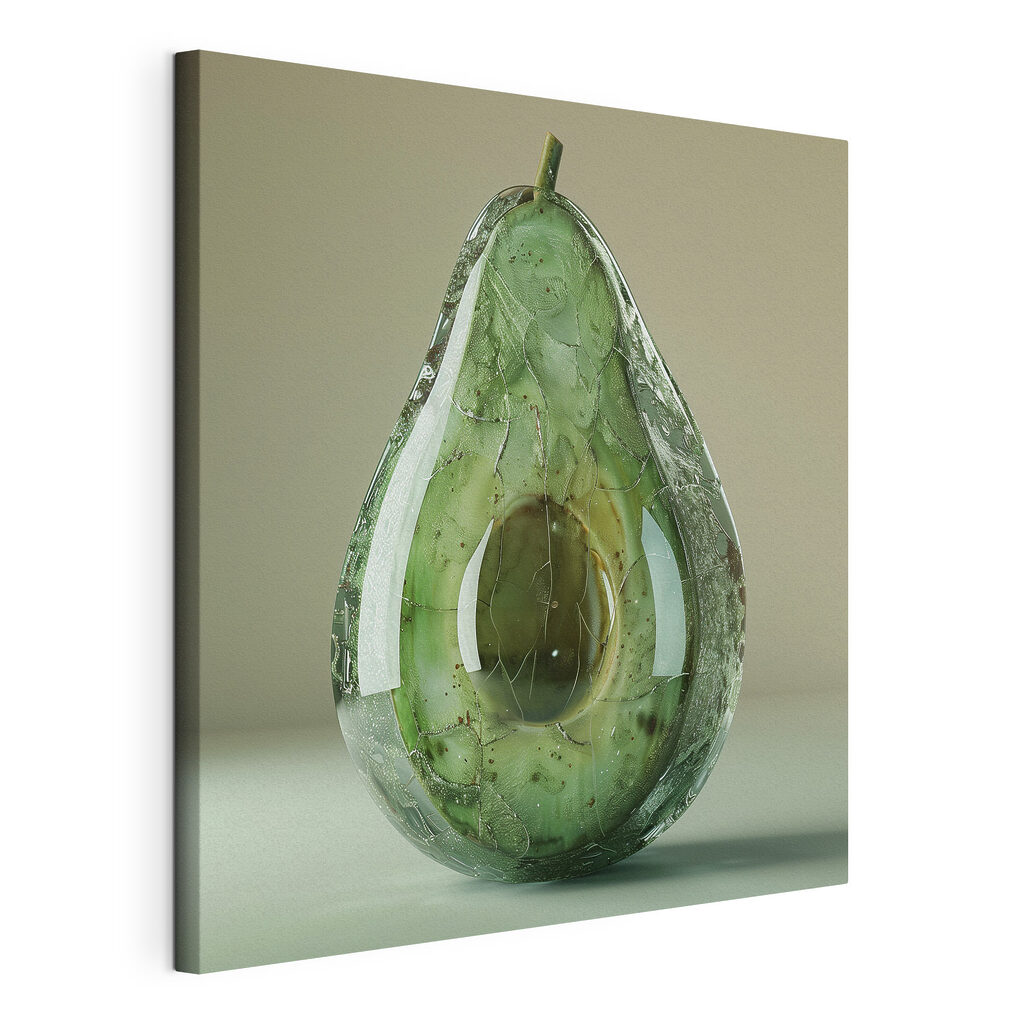 Aguacate en verde brillante, lienzo tensado con el borde envolvente
