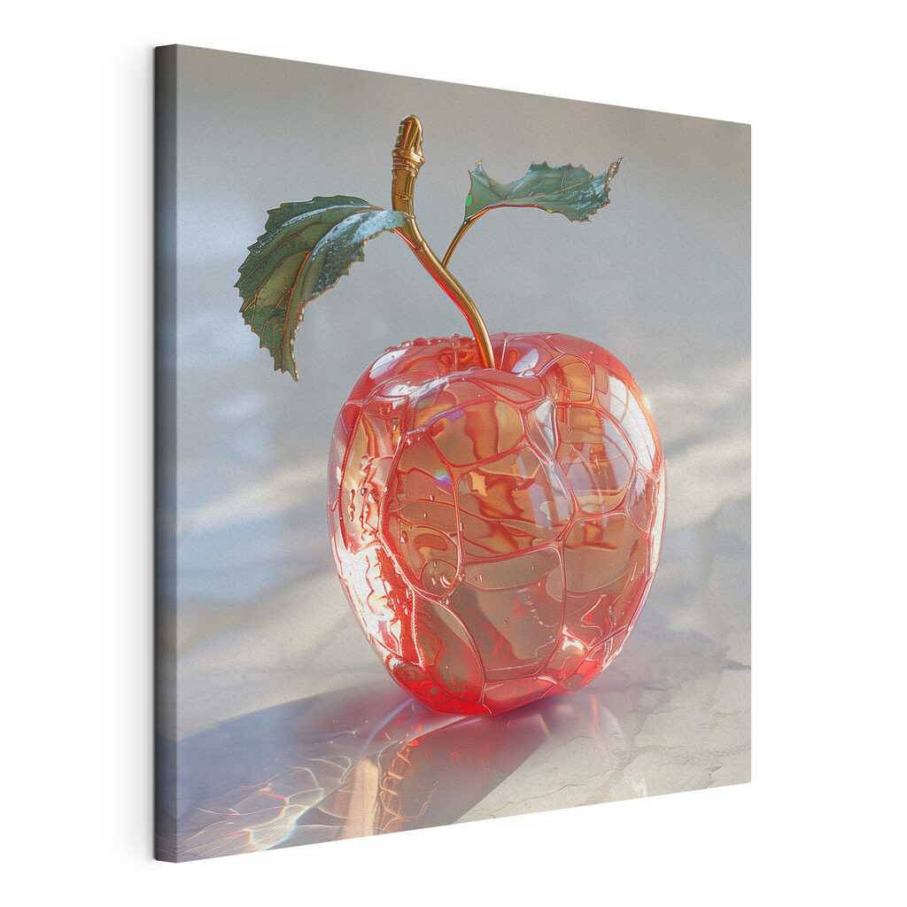 Manzana llena de luz, lienzo tensado con el borde envolvente