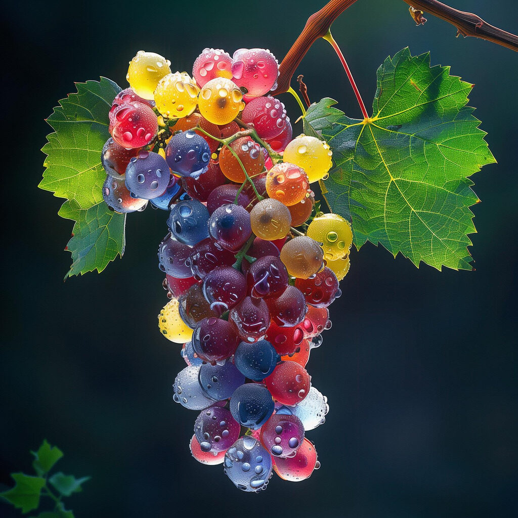Uvas de luz multicolor — diseño completo