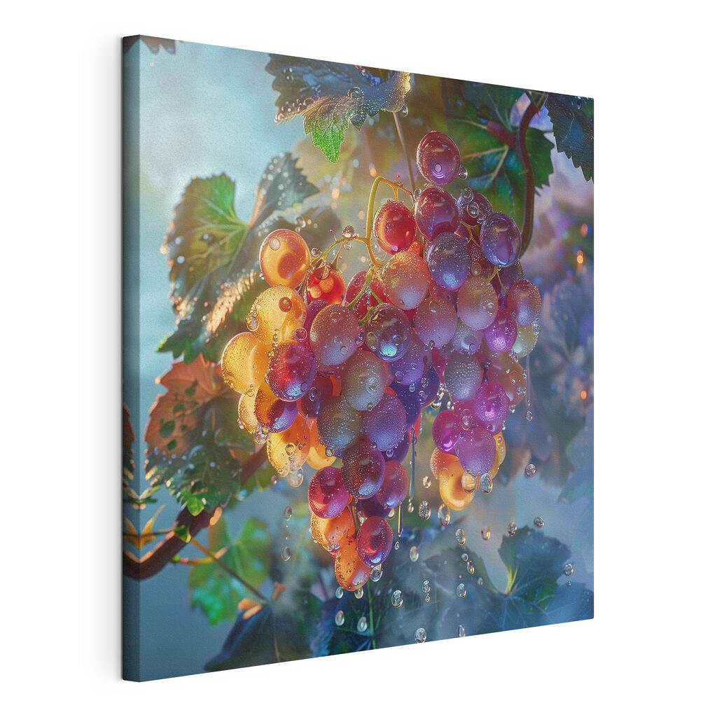 Uvas de todos colores, lienzo tensado con el borde envolvente