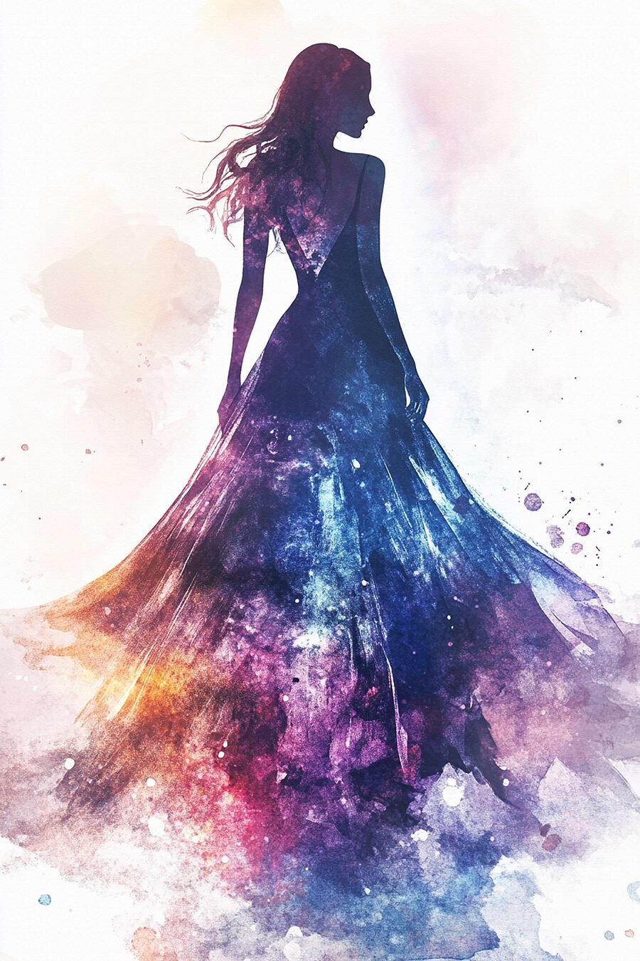 Silueta de vestido estrellado — diseño completo