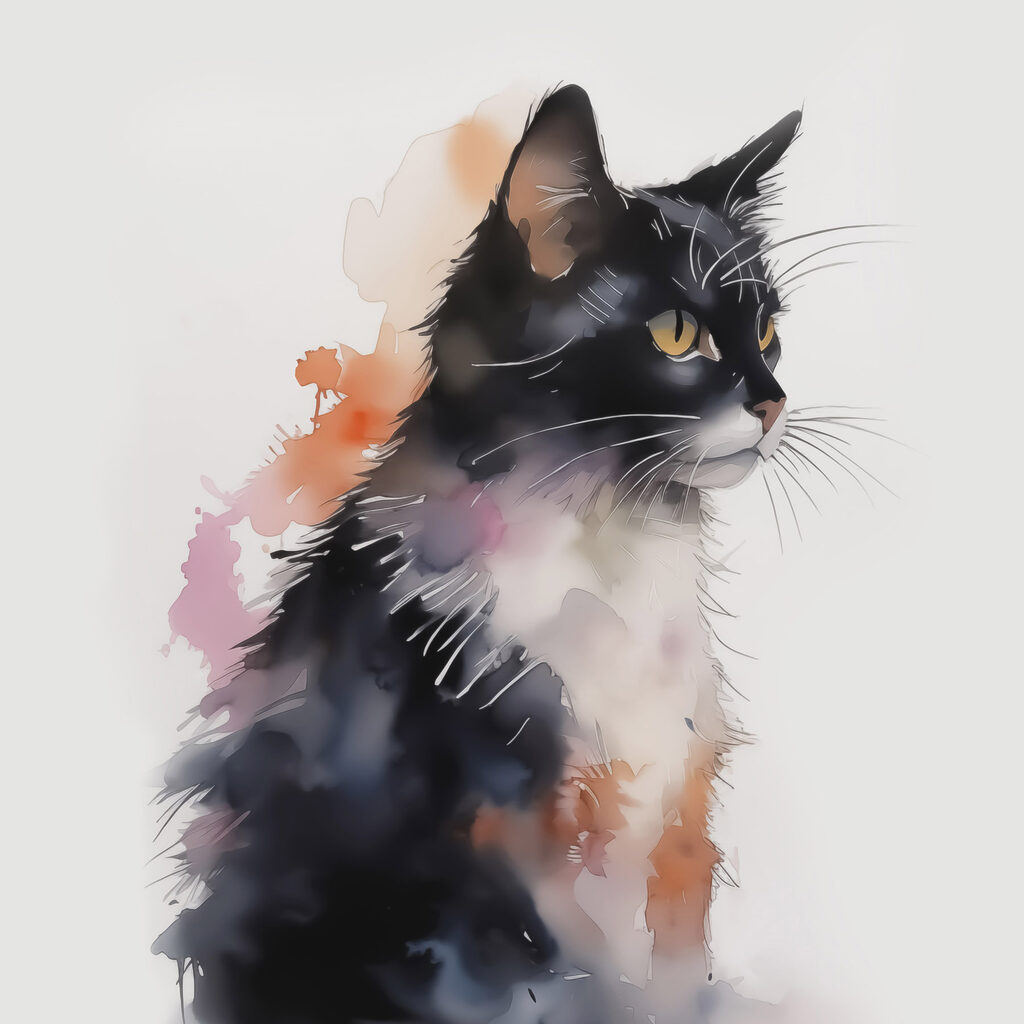 Gatito blanco y negro — diseño completo
