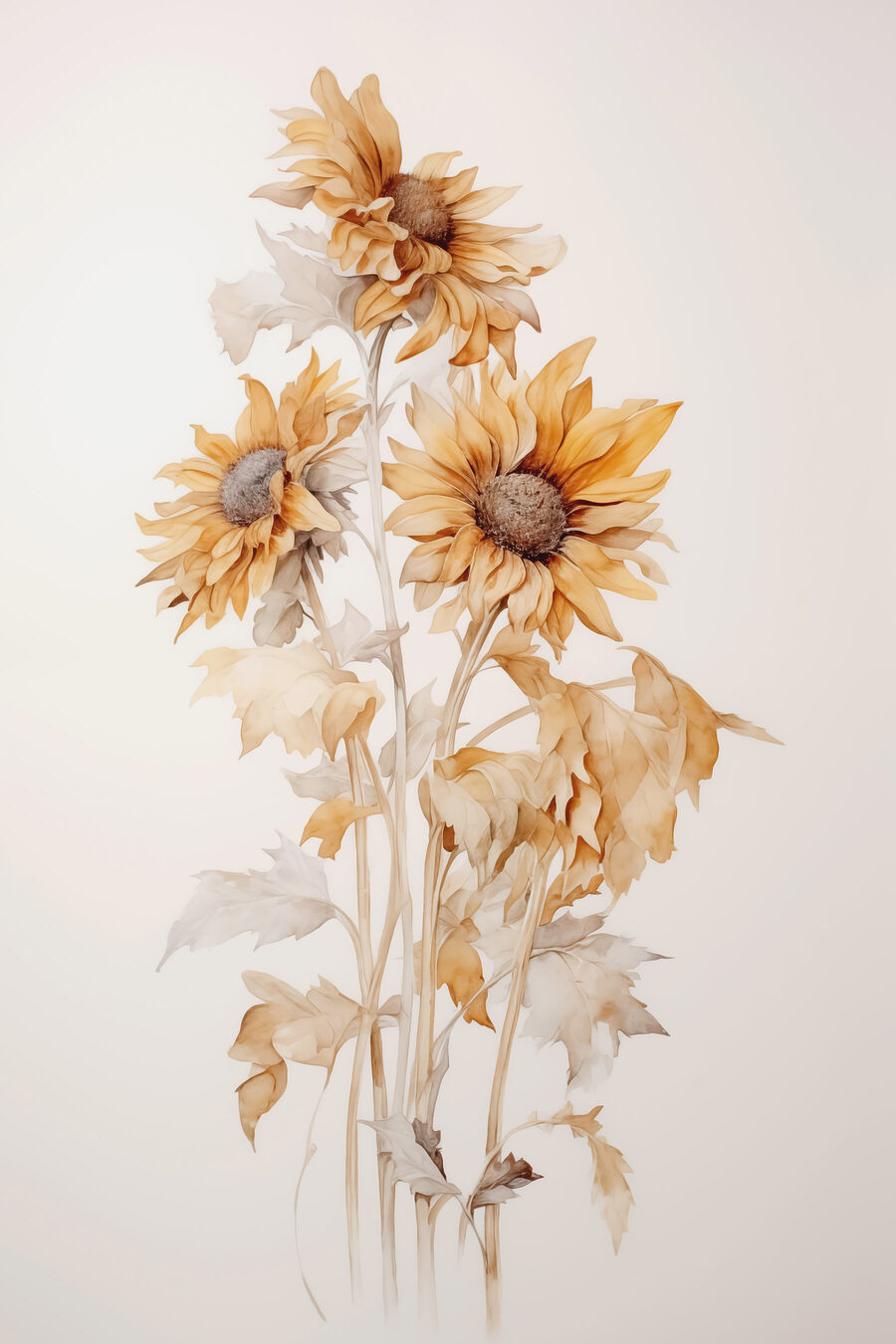 Girasoles en tonos dorados — diseño completo
