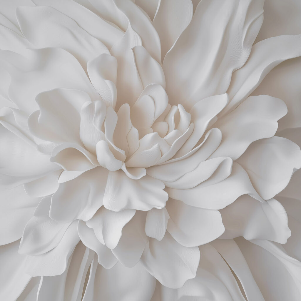 Pétalos blancos abiertos — diseño completo