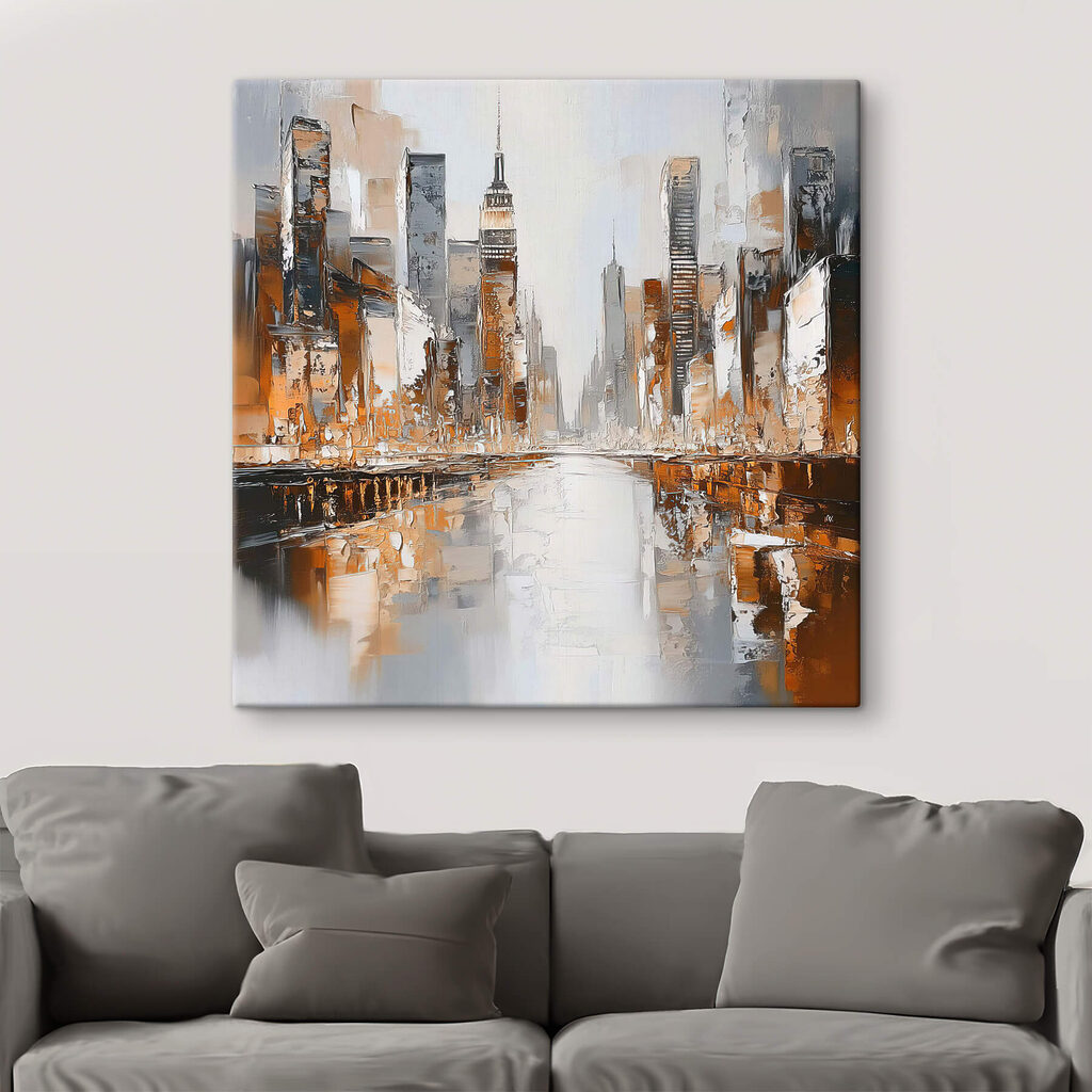 Luces de ciudad naranja en un interior