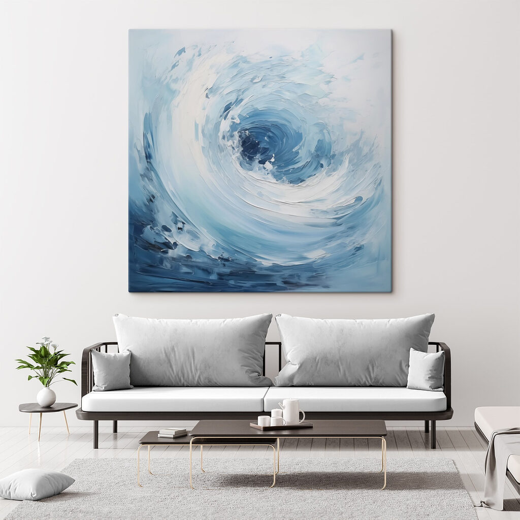 Remolino azul sobre blanco — interior 2