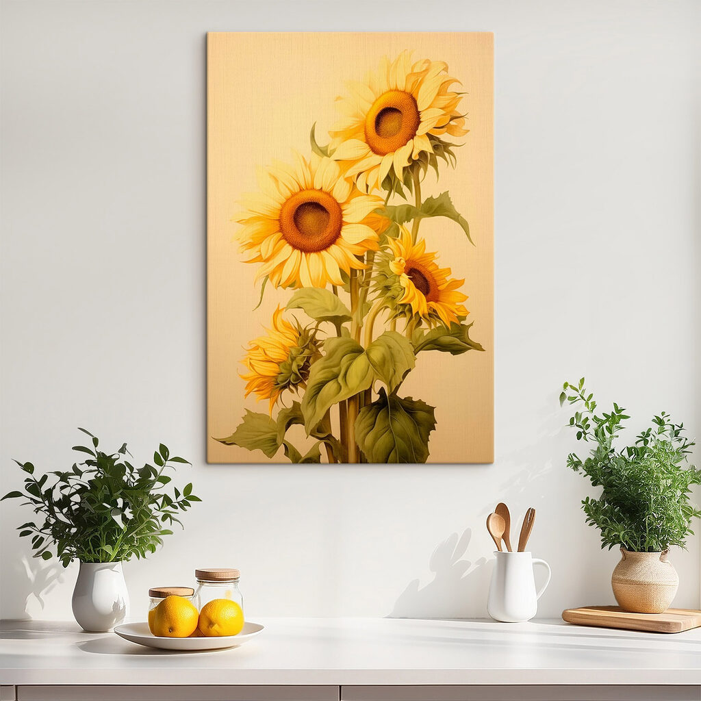 Girasoles sobre beige cálido — interior 1