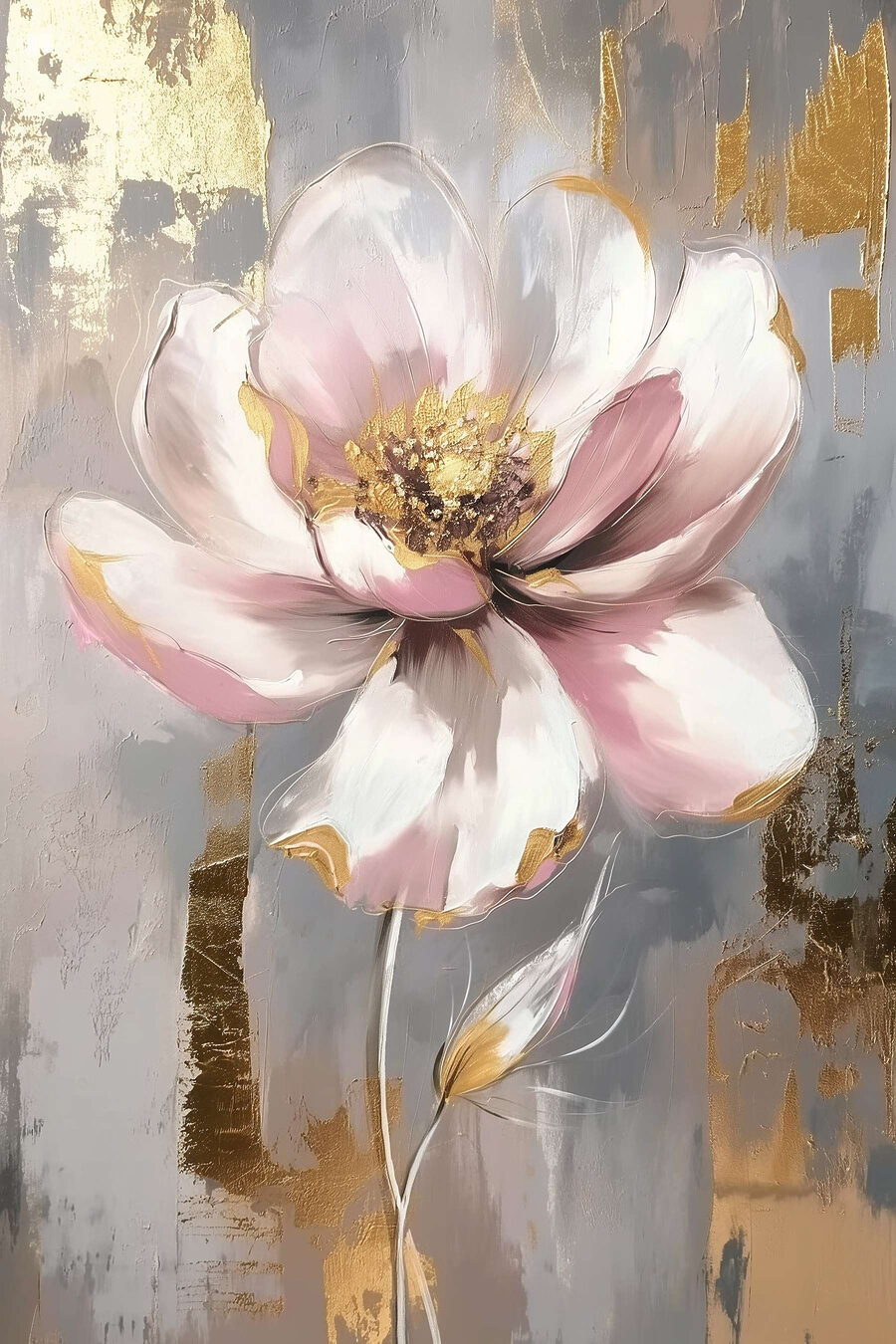 Flor rosa sobre dorado — diseño completo