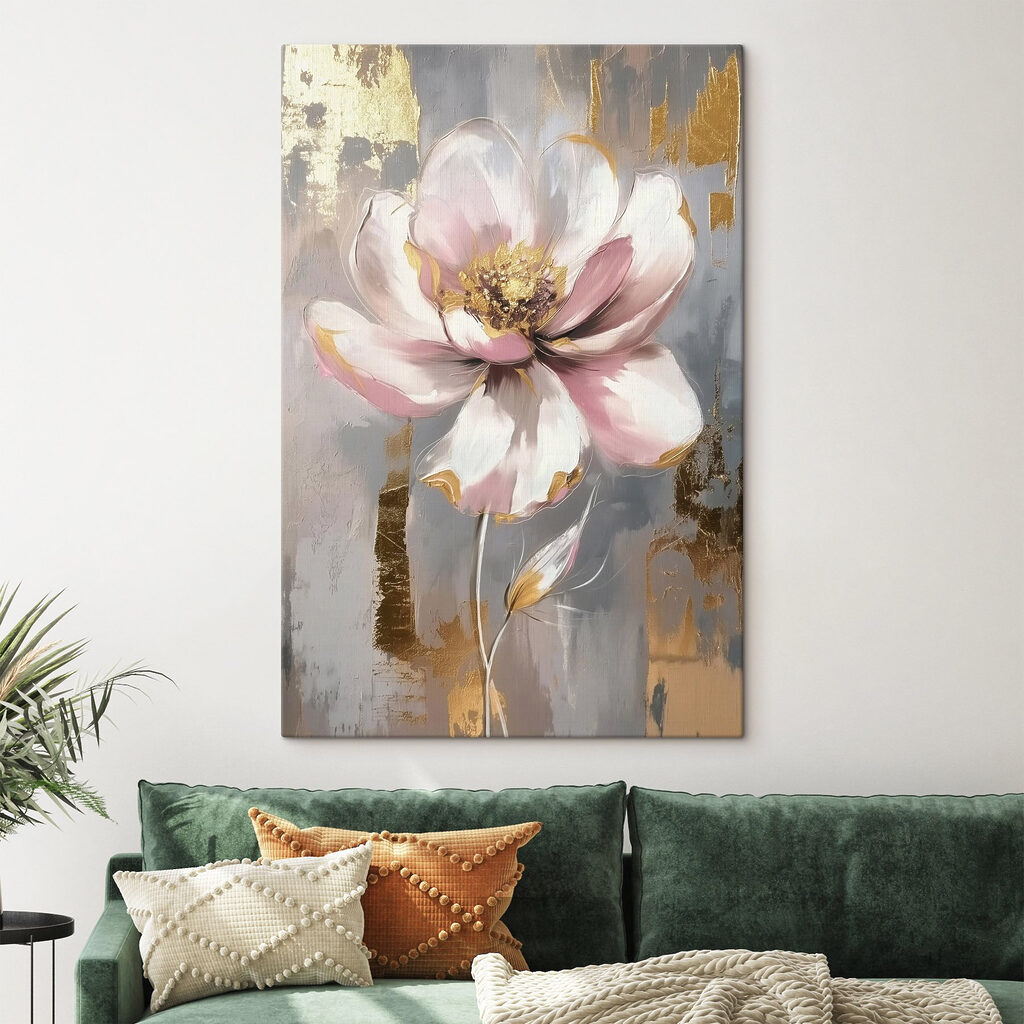 Flor rosa sobre dorado — interior 2