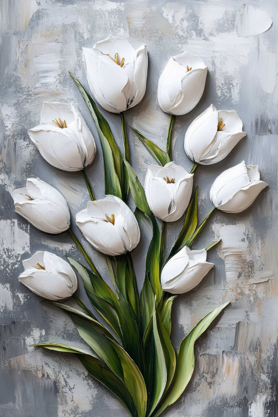 Tulipanes blancos en trazos — diseño completo